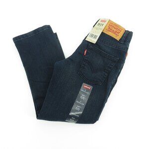 Levis 511 Slim Fit Boys Jeans 5 Regular Adjustable Waistband Dark Wash Denim NWT